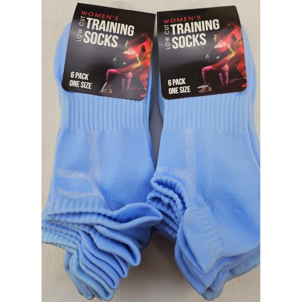 Womens Low Cut Training Socks 6‎ Pack Blue White One Size RN122786 2 Packs